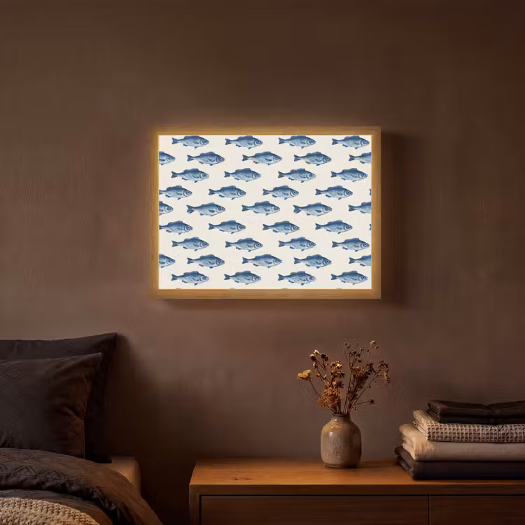 Lightbox - Wandlamp - Vis - Patroon - Blauw — 3