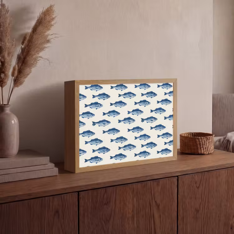 Lightbox - Wandlamp - Vis - Patroon - Blauw — 4