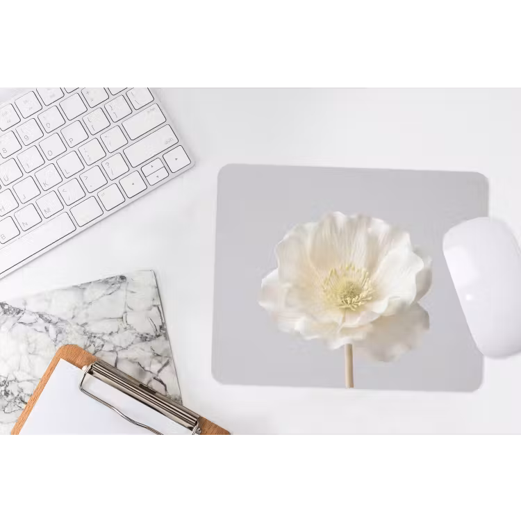 Muismat - Bloem - Minimalistisch -Wit — 2