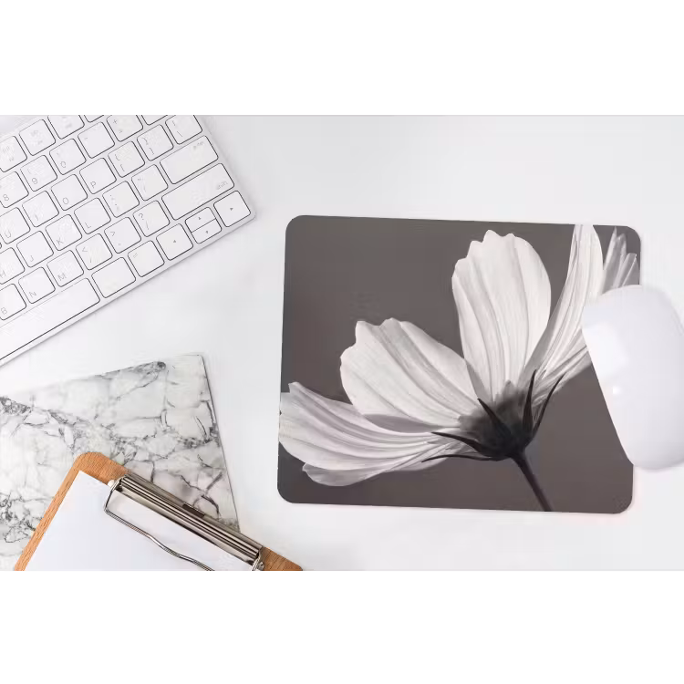 Muismat - Bloem - Minimalistisch - Zwart - Wit — 2