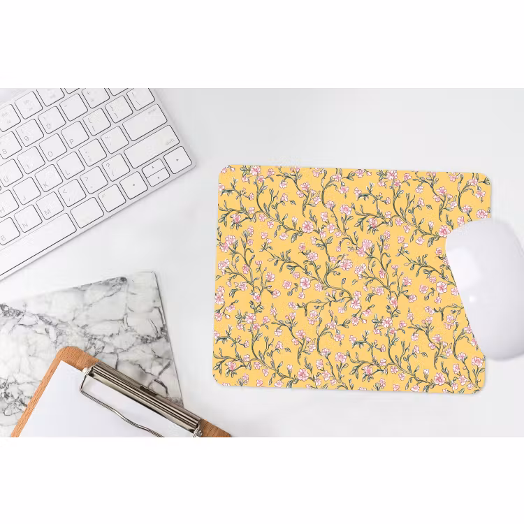 Muismat - Bloemen - Motief - Geel — 2