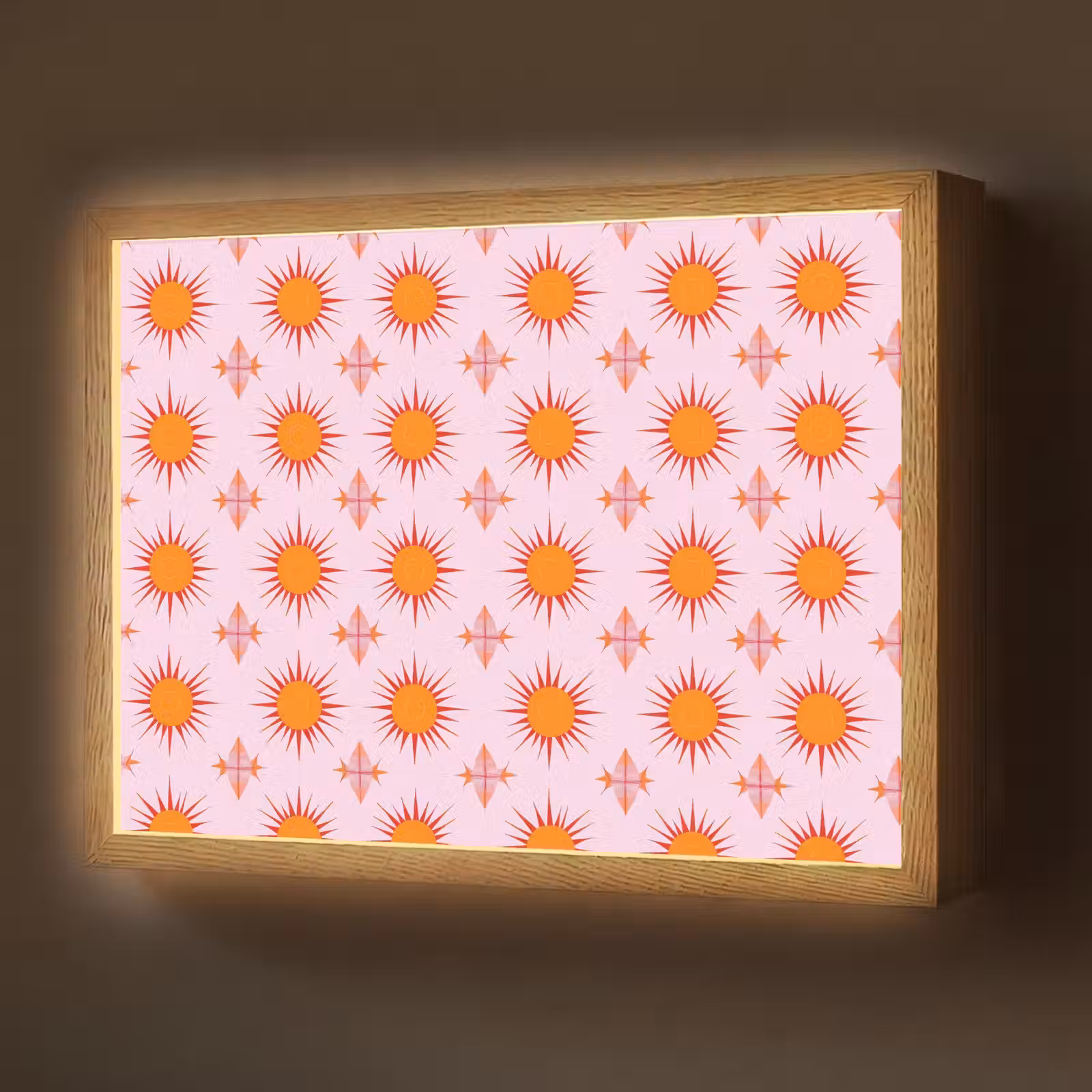 Lightbox - Wandlamp - Zon - Patroon - Roze — 1