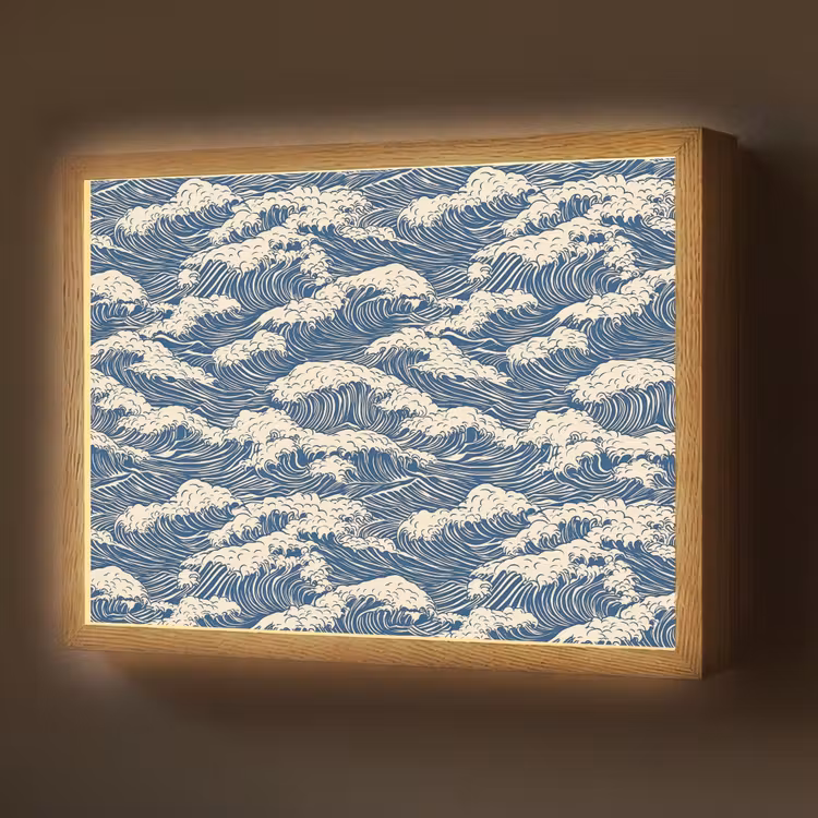 Lightbox - Wandlamp - Golven - Klassiek - Blauw — 1