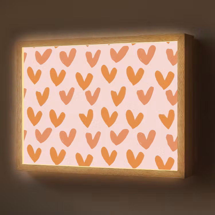 Lightbox - Wandlamp - Hartjes - Getekend - Oranje — 1
