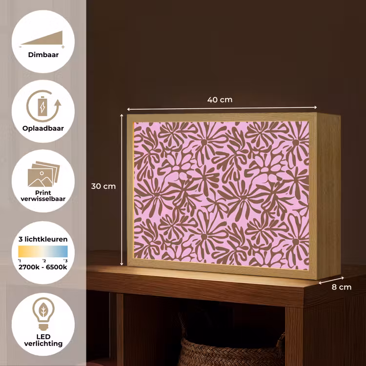 Lightbox - Wandlamp - Organisch - Patroon - Roze — 10