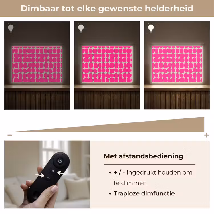 Lightbox - Wandlamp - Stippen - Patroon - Roze — 9