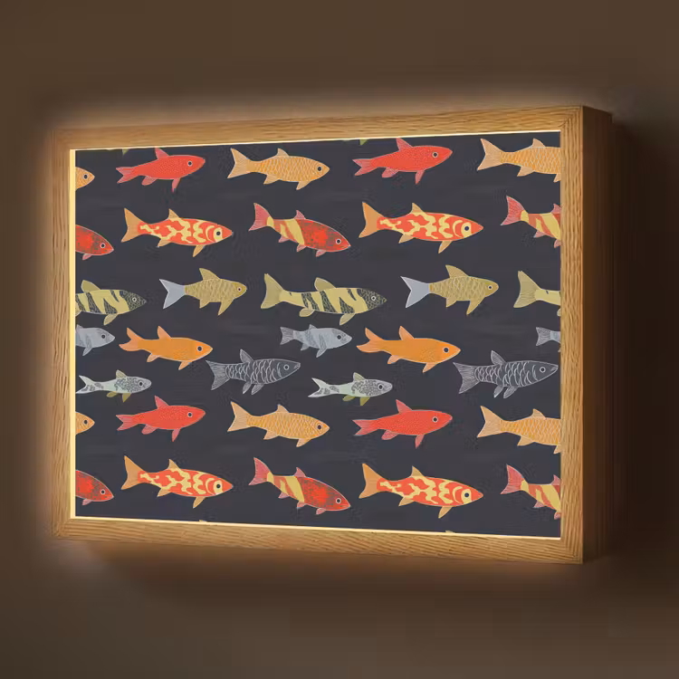Lightbox - Wandlamp - Vissen - Patroon - Kleurrijk — 1