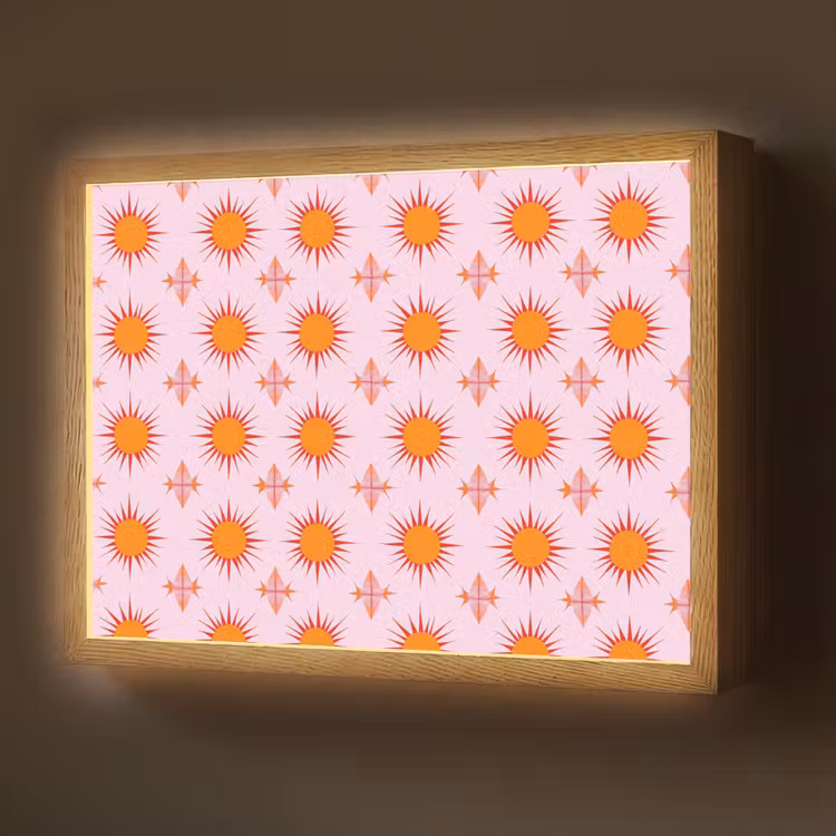 Lightbox - Wandlamp - Zon - Patroon - Roze — 1