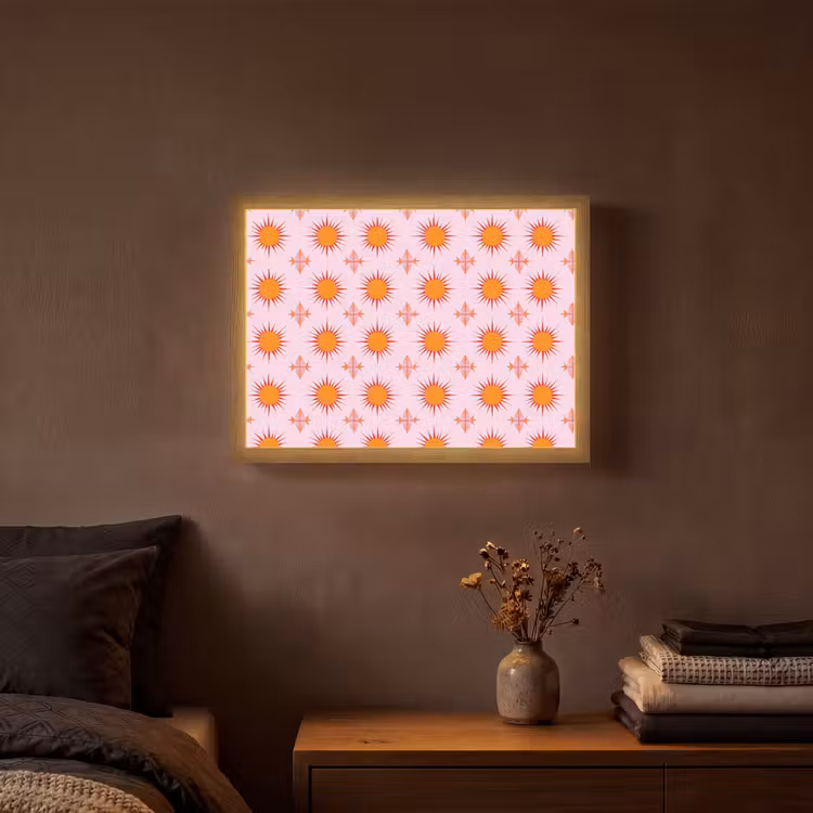Lightbox - Wandlamp - Zon - Patroon - Roze — 3