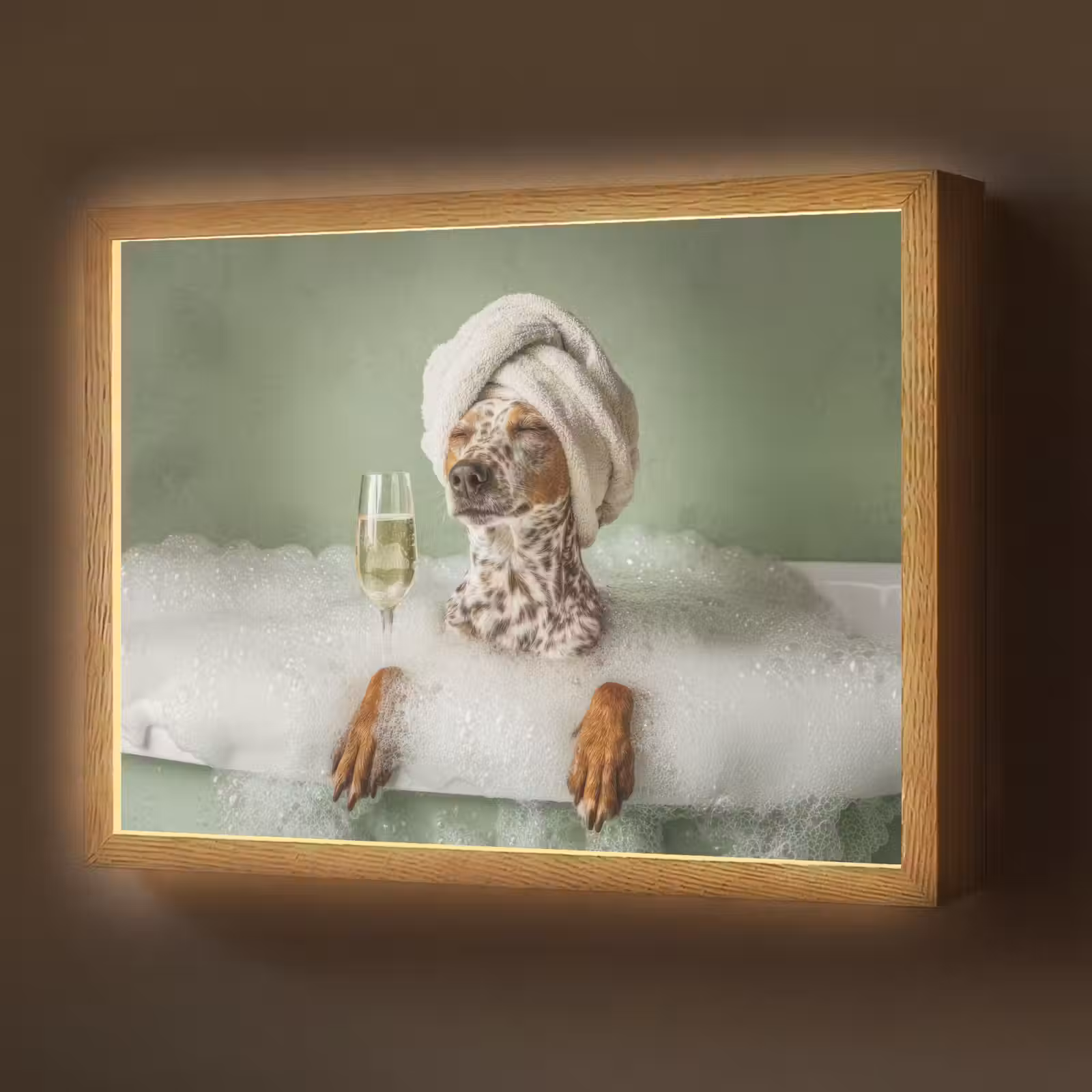 Lightbox - Wandlamp - Hond - Bad - Champagne - Handdoek — 1