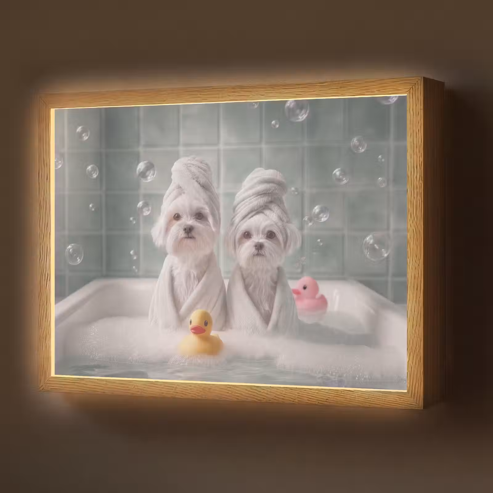 Lightbox - Wandlamp - Hondjes - Badkuip - Badeendjes - Handdoeken — 1