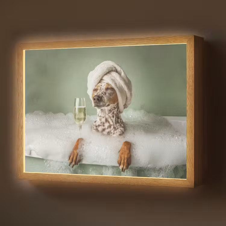 Lightbox - Wandlamp - Hond - Bad - Champagne - Handdoek — 1