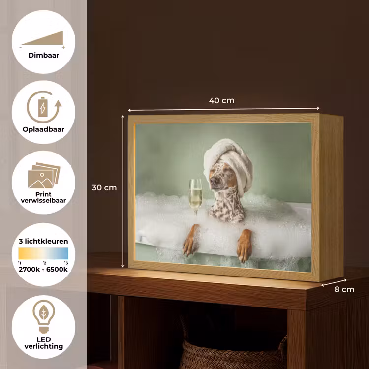 Lightbox - Wandlamp - Hond - Bad - Champagne - Handdoek — 10