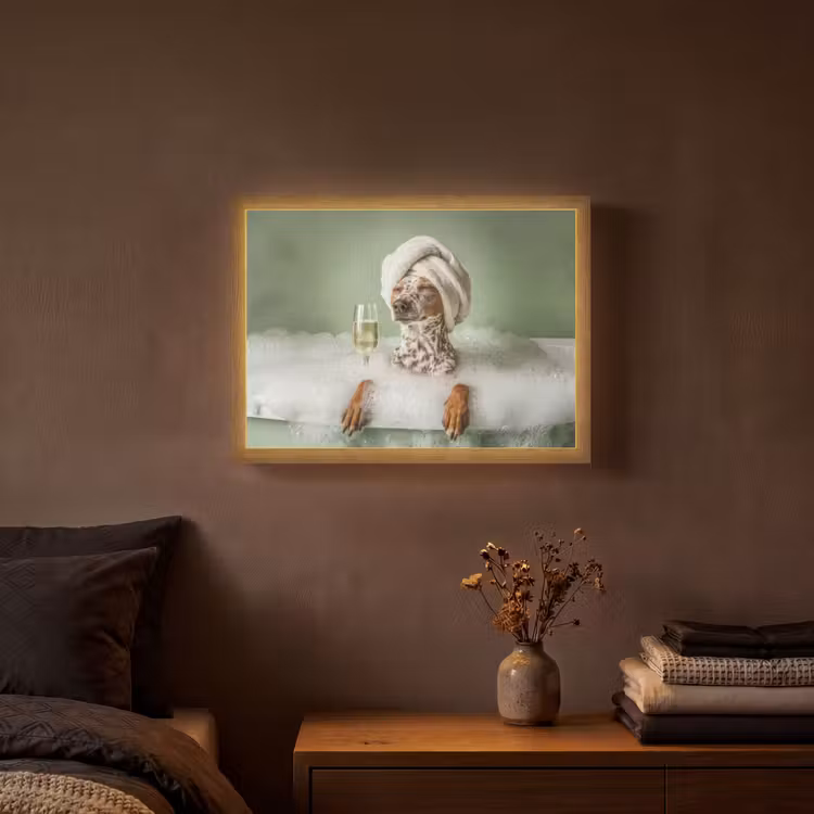 Lightbox - Wandlamp - Hond - Bad - Champagne - Handdoek — 3
