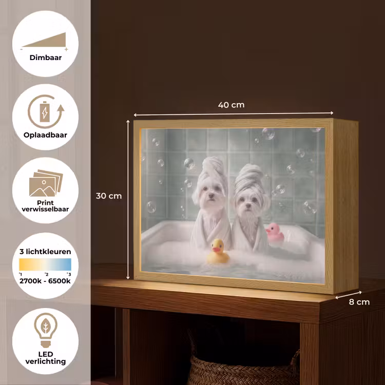 Lightbox - Wandlamp - Hondjes - Badkuip - Badeendjes - Handdoeken — 10