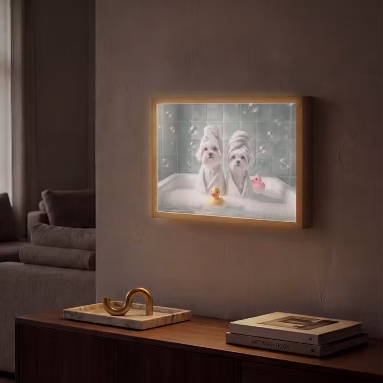 Lightbox - Wandlamp - Hondjes - Badkuip - Badeendjes - Handdoeken — 2