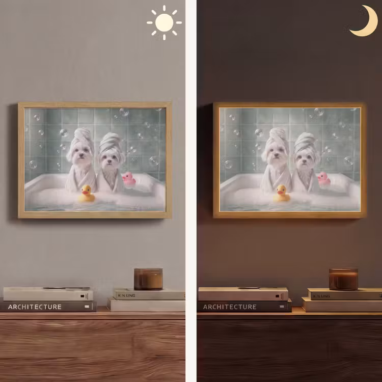 Lightbox - Wandlamp - Hondjes - Badkuip - Badeendjes - Handdoeken — 6
