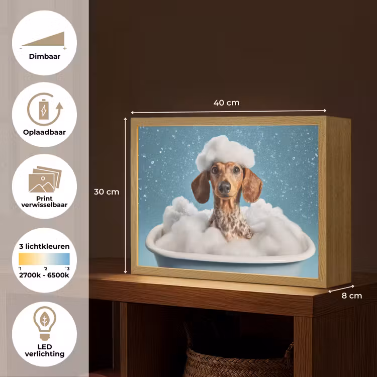 Lightbox - Wandlamp - Teckel - Bad - Schuim - Waterdruppels — 10