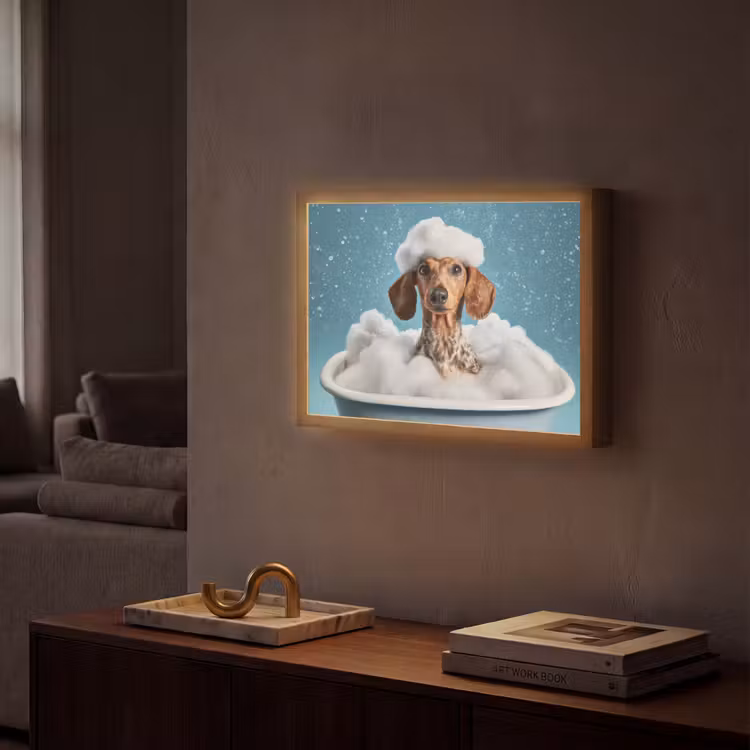 Lightbox - Wandlamp - Teckel - Bad - Schuim - Waterdruppels — 2
