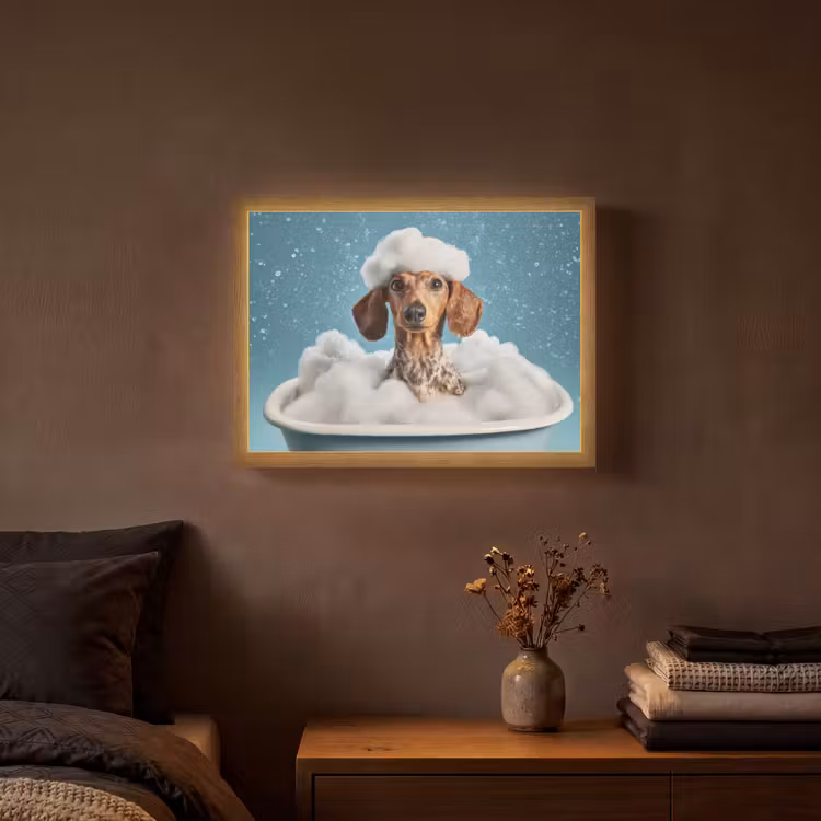 Lightbox - Wandlamp - Teckel - Bad - Schuim - Waterdruppels — 3