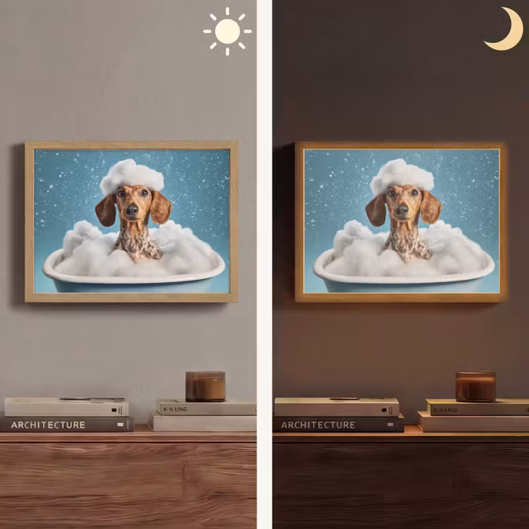 Lightbox - Wandlamp - Teckel - Bad - Schuim - Waterdruppels — 6