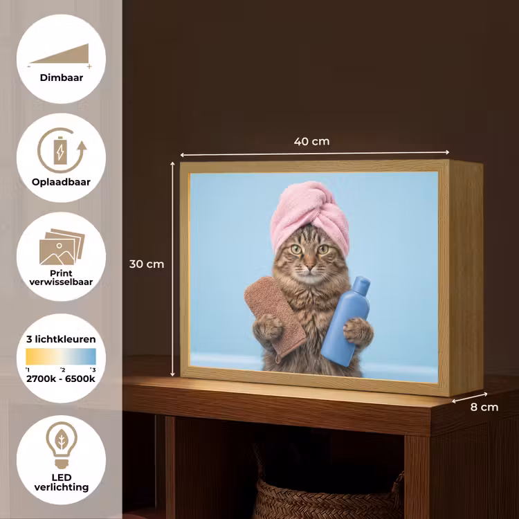 Lightbox - Wandlamp - Kat - Handdoek - Washand - Zeep — 10