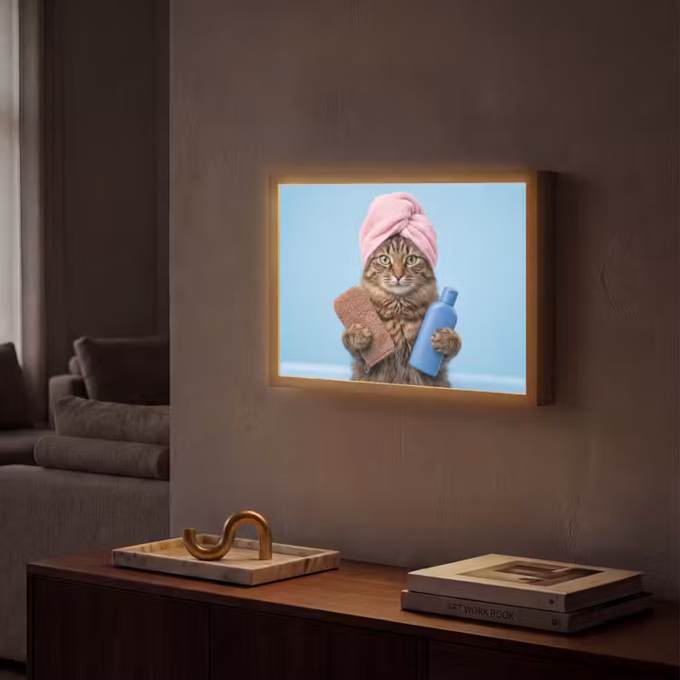 Lightbox - Wandlamp - Kat - Handdoek - Washand - Zeep — 2