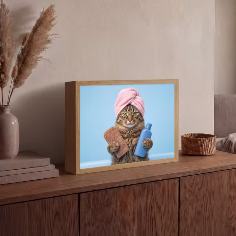 Lightbox - Wandlamp - Kat - Handdoek - Washand - Zeep — 4