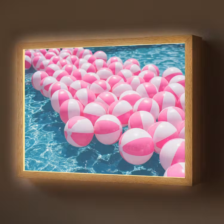 Lightbox - Wandlamp - Strandballen - Roze - Water — 1