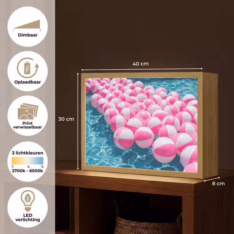 Lightbox - Wandlamp - Strandballen - Roze - Water — 10