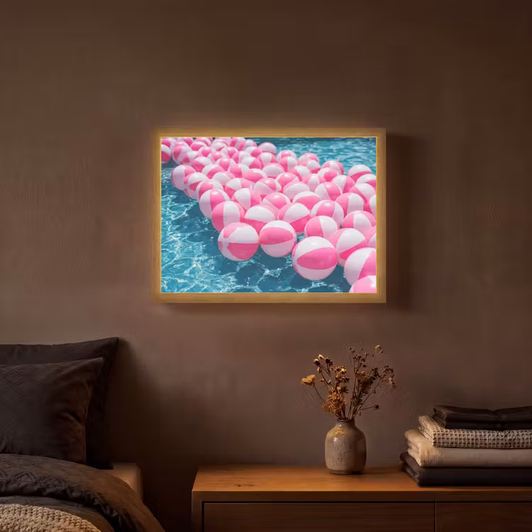 Lightbox - Wandlamp - Strandballen - Roze - Water — 3