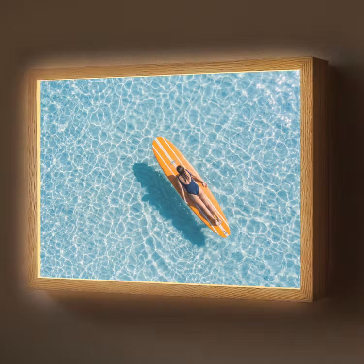 Lightbox - Wandlamp - Surfboard - Water - Badpak - Oranje — 1