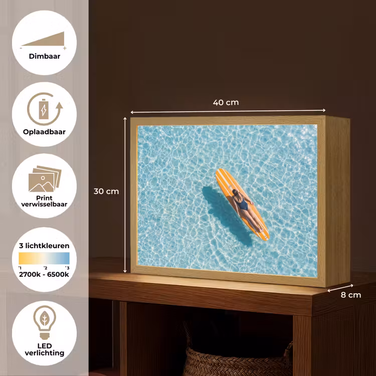 Lightbox - Wandlamp - Surfboard - Water - Badpak - Oranje — 10