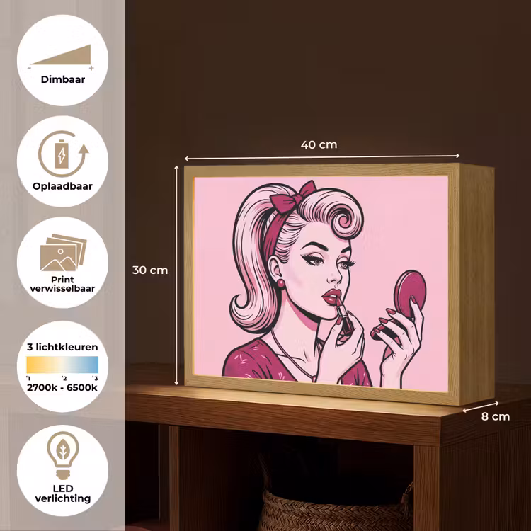 Lightbox - Wandlamp - Vintage - Vrouw - Roze — 10