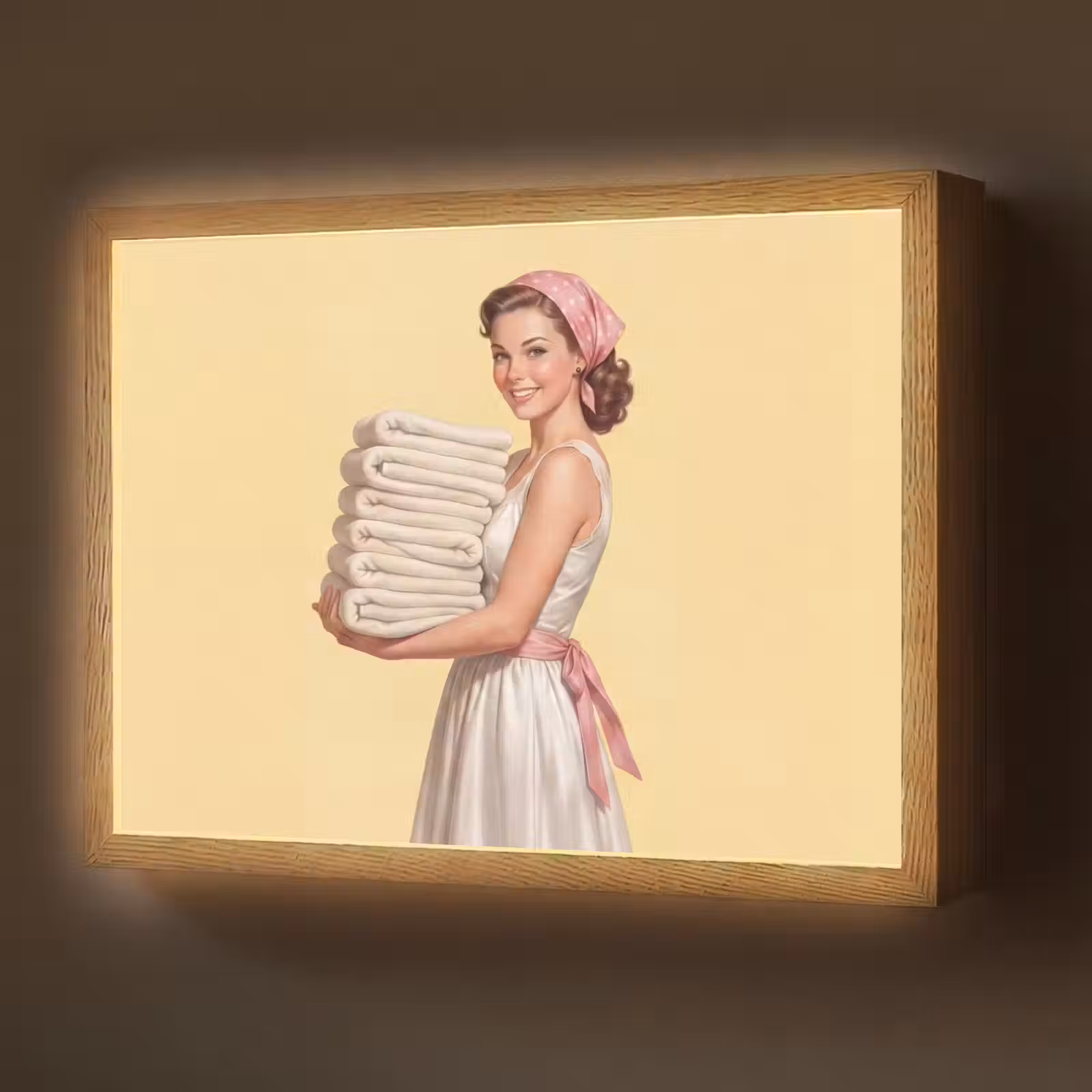 Lightbox - Wandlamp - Handdoeken - Vrouw - Jurk - Roze — 1