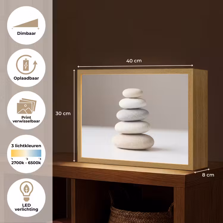 Lightbox - Wandlamp - Gestapelde - Stenen - Grijs — 10