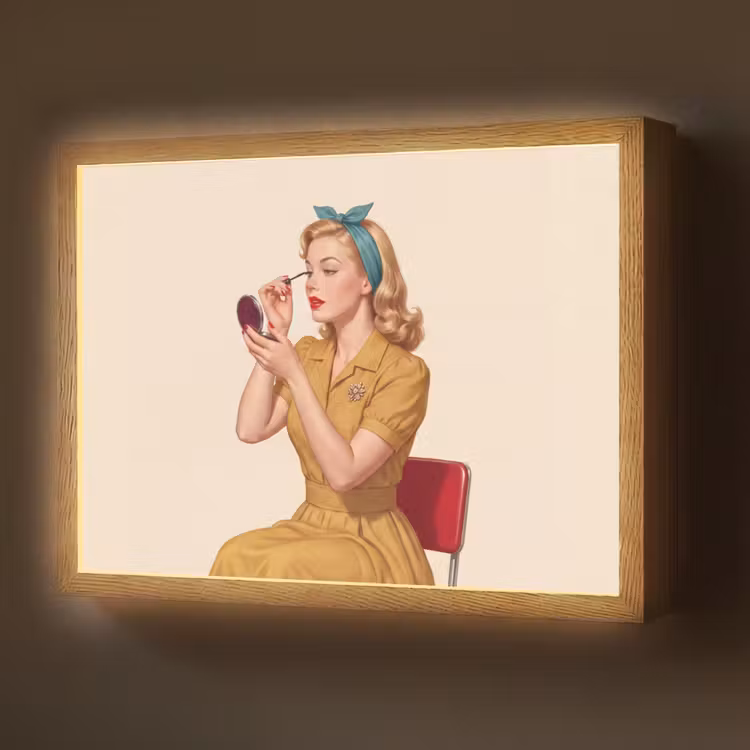 Lightbox - Wandlamp - Illustratie - Mascara - Vrouw - Geel — 1