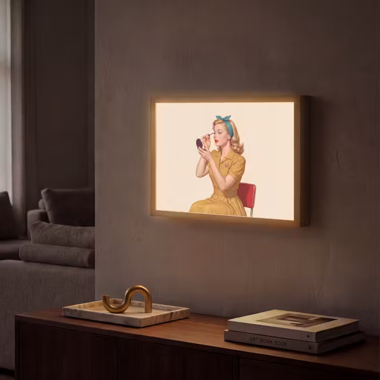 Lightbox - Wandlamp - Illustratie - Mascara - Vrouw - Geel — 2