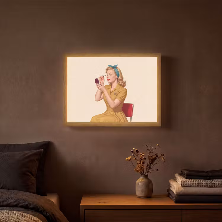 Lightbox - Wandlamp - Illustratie - Mascara - Vrouw - Geel — 3