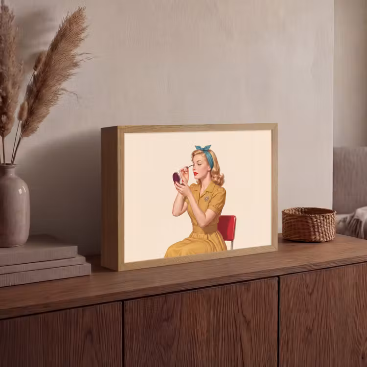 Lightbox - Wandlamp - Illustratie - Mascara - Vrouw - Geel — 4