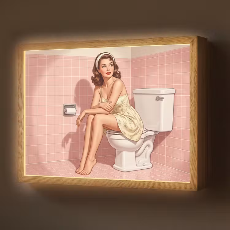 Lightbox - Wandlamp - Roze - Retro - Vrouw — 1