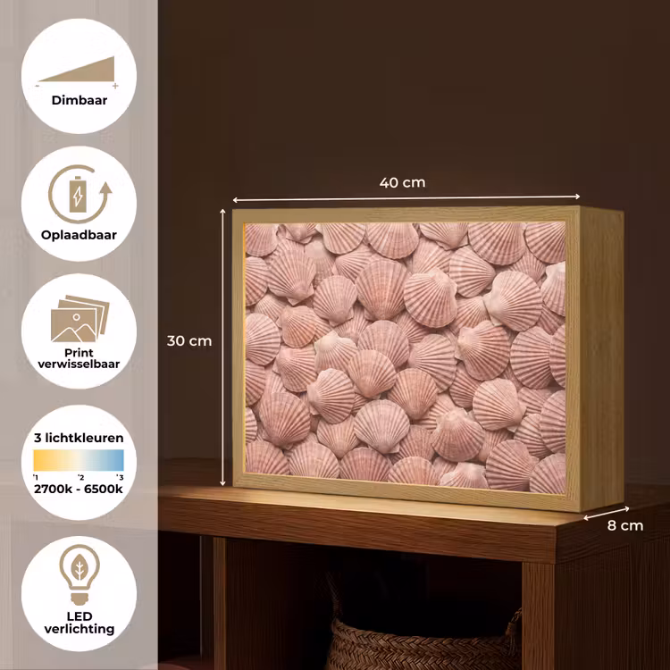 Lightbox - Wandlamp - Schelpen - Patroon - Roze — 10