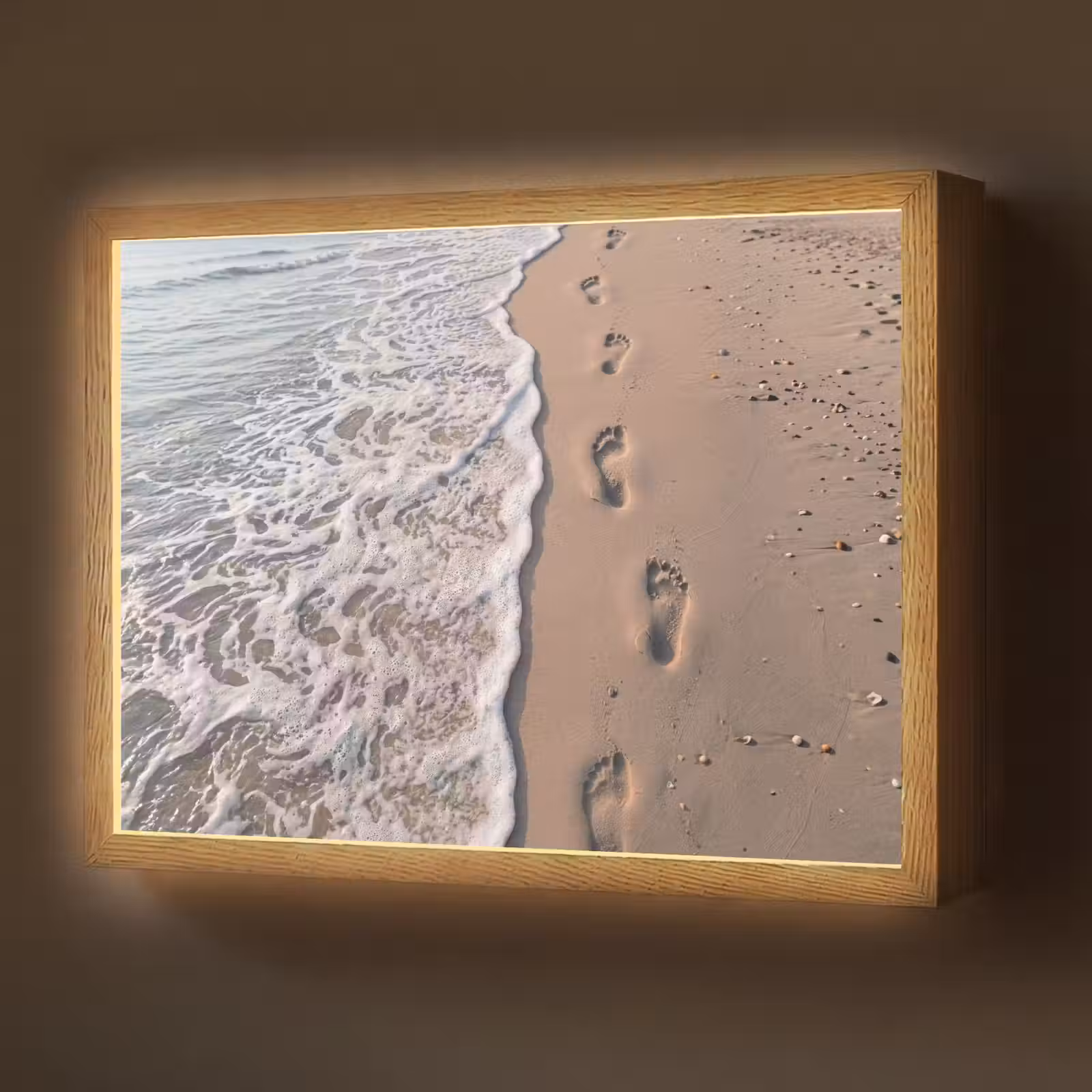 Lightbox - Wandlamp - Voetstappen - Vloedlijn - Zee — 1