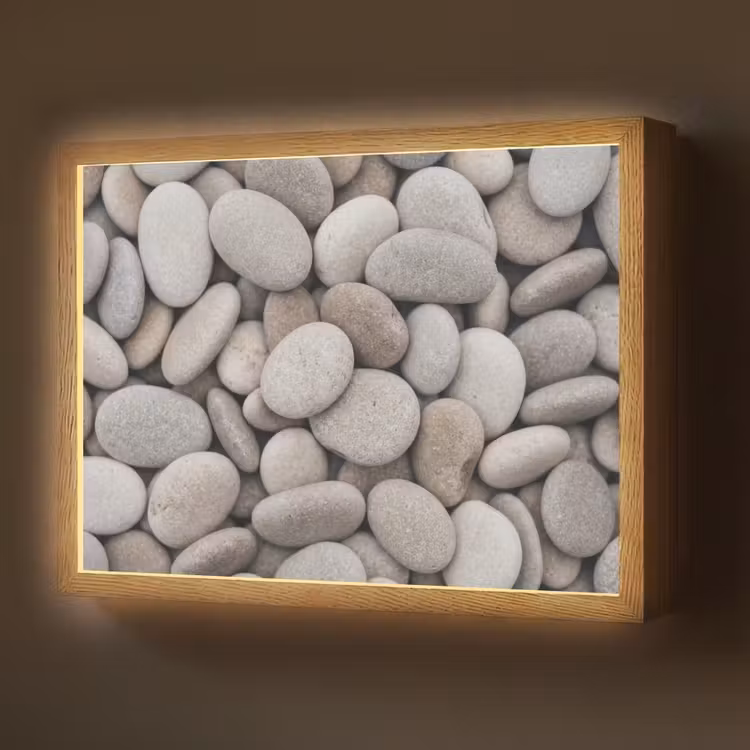 Lightbox - Wandlamp - Kiezels - Stenen - Grijs — 1