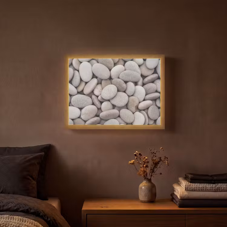 Lightbox - Wandlamp - Kiezels - Stenen - Grijs — 3