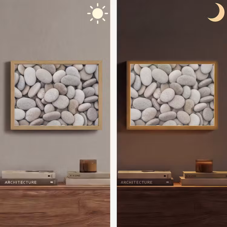 Lightbox - Wandlamp - Kiezels - Stenen - Grijs — 6