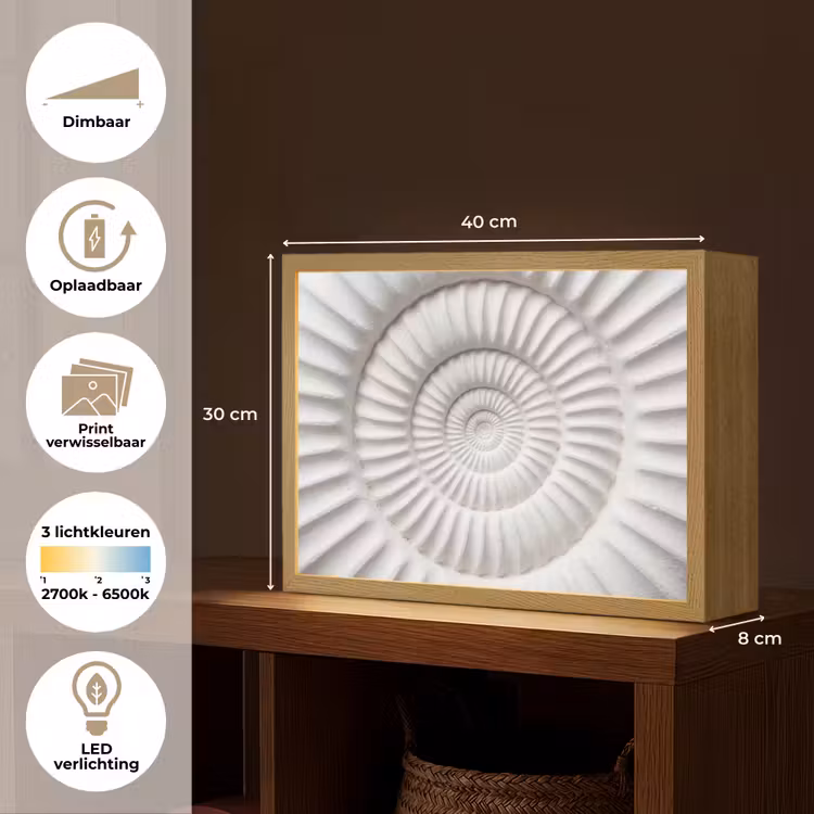 Lightbox - Wandlamp - Schelp - Spiraal - Wit — 10