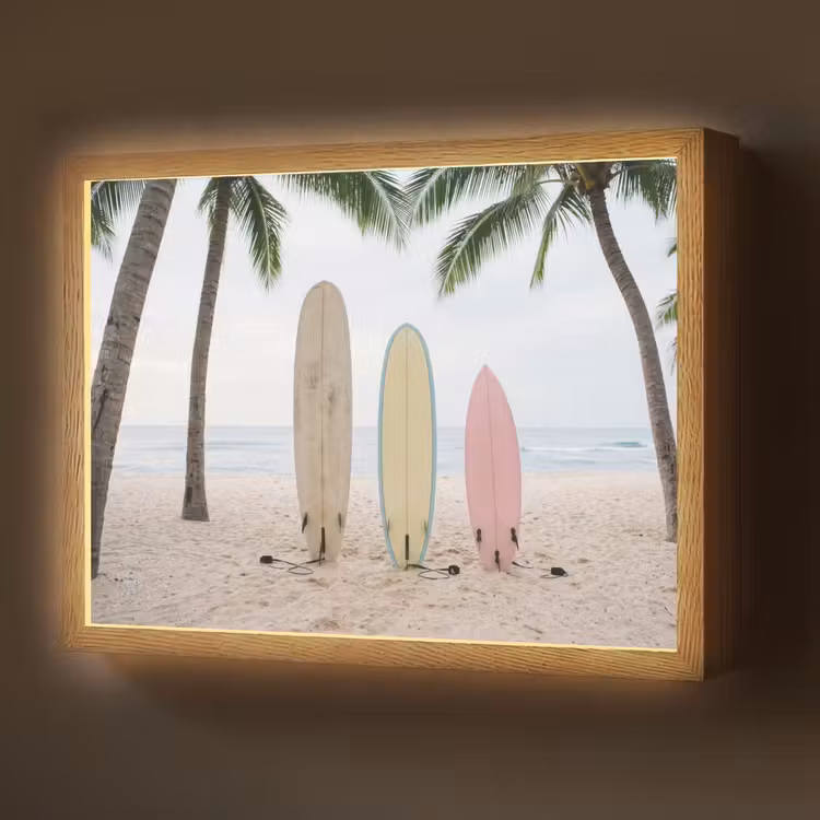 Lightbox - Wandlamp - Surfboard - Palmbomen - Kleurrijk — 1