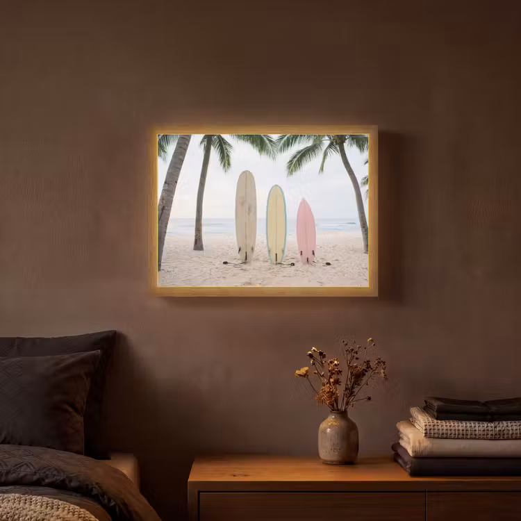 Lightbox - Wandlamp - Surfboard - Palmbomen - Kleurrijk — 3