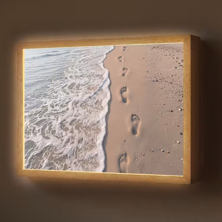 Lightbox - Wandlamp - Voetstappen - Vloedlijn - Zee — 1